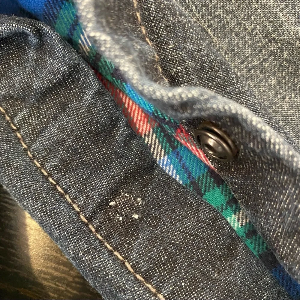 Oshkosh B’Gosh blue denim overalls flannel lined‎ plaid 18 months